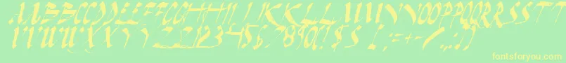 Fonte DarkHorseItalic – fontes amarelas em um fundo verde