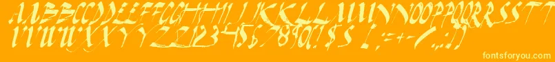 DarkHorseItalic-Schriftart – Gelbe Schriften auf orangefarbenem Hintergrund