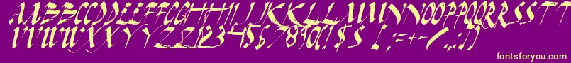 Fonte DarkHorseItalic – fontes amarelas em um fundo roxo