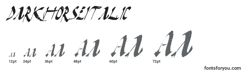Размеры шрифта DarkHorseItalic