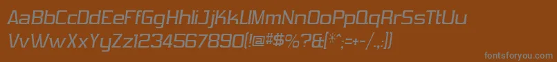 VibrocentricItalic-Schriftart – Graue Schriften auf braunem Hintergrund