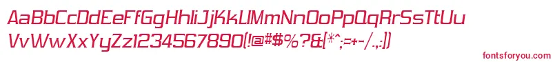 フォントVibrocentricItalic – 白い背景に赤い文字