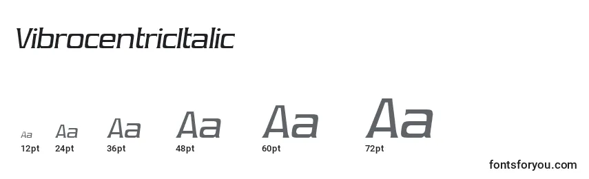 Размеры шрифта VibrocentricItalic