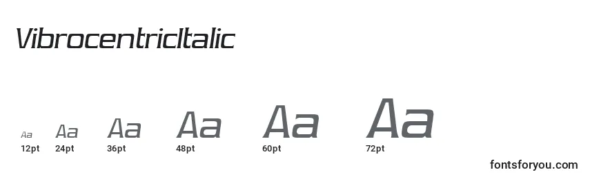 Tamaños de fuente VibrocentricItalic