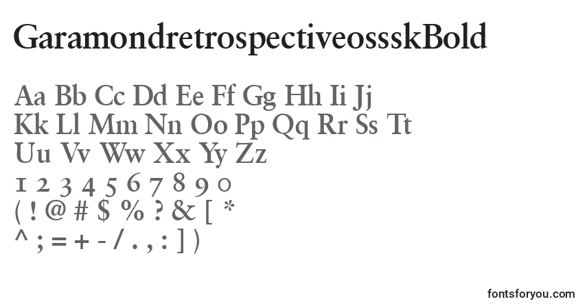 A fonte GaramondretrospectiveossskBold – alfabeto, números, caracteres especiais