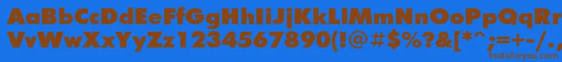 フォントFuturisxcttNormal – 茶色の文字が青い背景にあります。