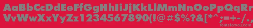 FuturisxcttNormal-fontti – harmaat kirjasimet punaisella taustalla