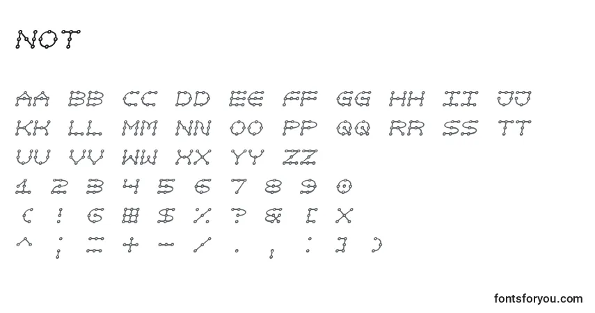 Czcionka Not – alfabet, cyfry, specjalne znaki