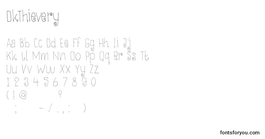 A fonte DkThievery – alfabeto, números, caracteres especiais