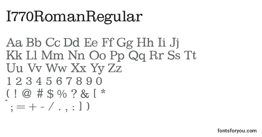 A fonte I770RomanRegular – alfabeto, números, caracteres especiais
