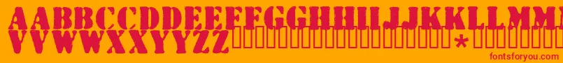 Wartorn-Schriftart – Rote Schriften auf orangefarbenem Hintergrund