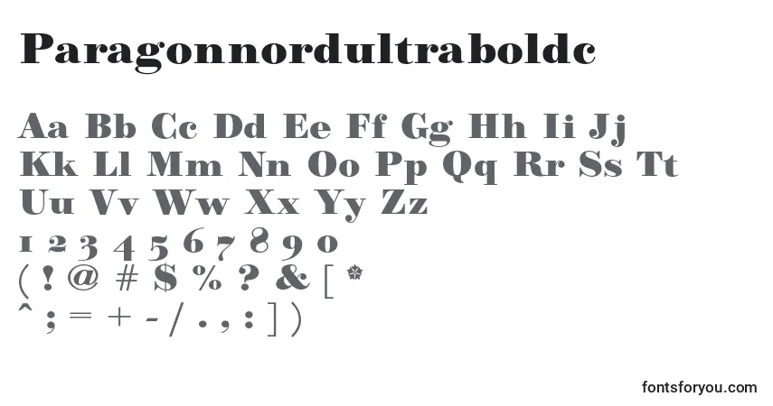 Шрифт Paragonnordultraboldc – алфавит, цифры, специальные символы