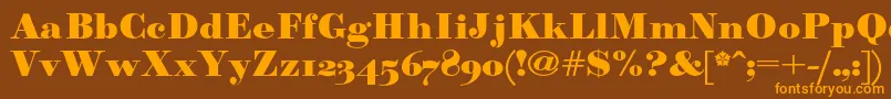 Weitere Informationen zur Paragonnordultraboldc-Schriftart Paragonnordultraboldc-Schriftart – Orangefarbene Schriften auf braunem Hintergrund