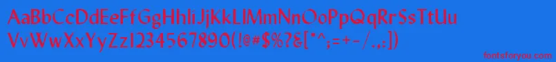 フォントLydian – 赤い文字の青い背景