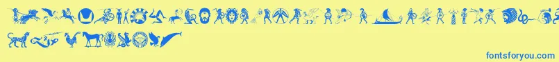 MythicalHopliteNoodgies Font – Blue Fonts on Yellow Background
