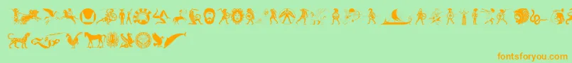 MythicalHopliteNoodgies Font – Orange Fonts on Green Background