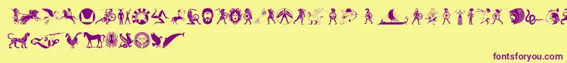 Police MythicalHopliteNoodgies – polices violettes sur fond jaune