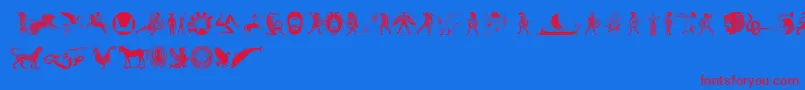 フォントMythicalHopliteNoodgies – 赤い文字の青い背景