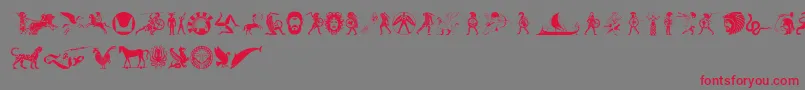 フォントMythicalHopliteNoodgies – 赤い文字の灰色の背景
