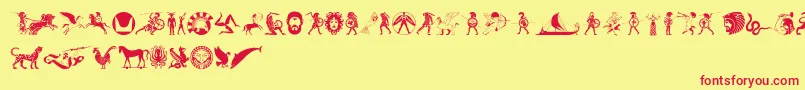 MythicalHopliteNoodgies Font – Red Fonts on Yellow Background