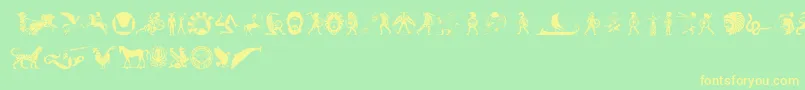MythicalHopliteNoodgies-Schriftart – Gelbe Schriften auf grünem Hintergrund