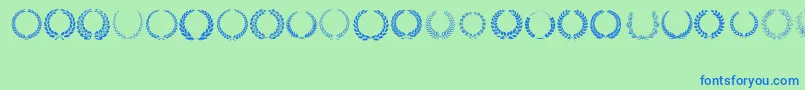 LaurelWreath-Schriftart – Blaue Schriften auf grünem Hintergrund