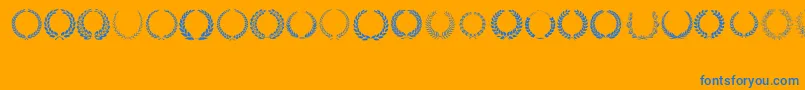 LaurelWreath-Schriftart – Blaue Schriften auf orangefarbenem Hintergrund