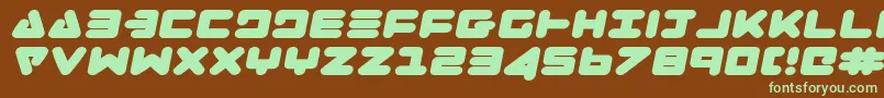 フォントZealotExpandedItalic – 緑色の文字が茶色の背景にあります。