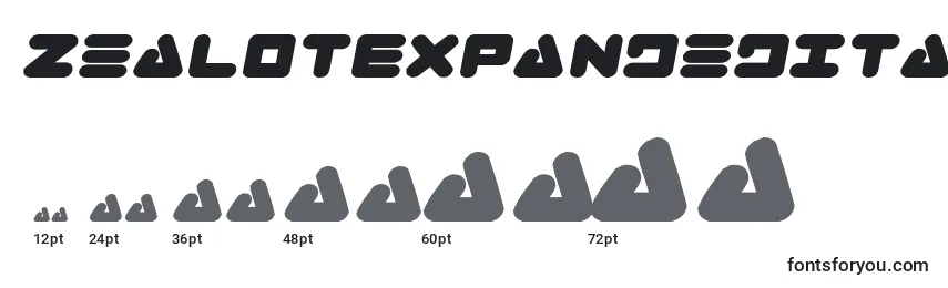Размеры шрифта ZealotExpandedItalic