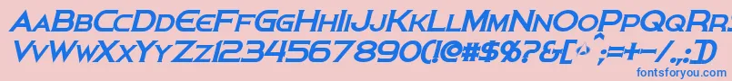 フォントPersisBoldItalic – ピンクの背景に青い文字