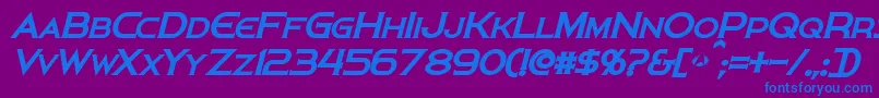 フォントPersisBoldItalic – 紫色の背景に青い文字