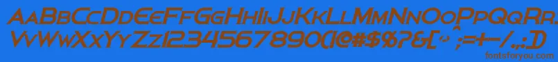 PersisBoldItalic-fontti – ruskeat fontit sinisellä taustalla