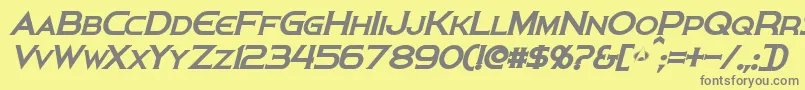 PersisBoldItalic-fontti – harmaat kirjasimet keltaisella taustalla