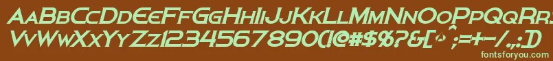 PersisBoldItalic-fontti – vihreät fontit ruskealla taustalla