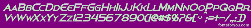 フォントPersisBoldItalic – 紫の背景に緑のフォント