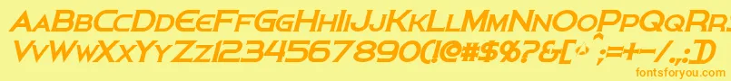 PersisBoldItalic-fontti – oranssit fontit keltaisella taustalla