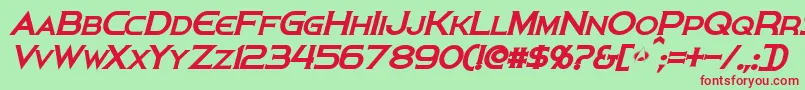 PersisBoldItalic-fontti – punaiset fontit vihreällä taustalla
