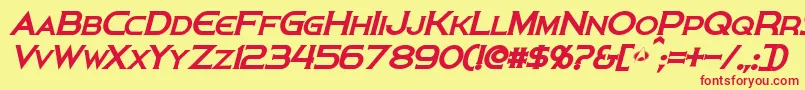 PersisBoldItalic-Schriftart – Rote Schriften auf gelbem Hintergrund