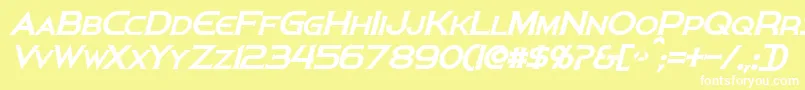 フォントPersisBoldItalic – 黄色い背景に白い文字