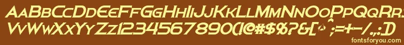 PersisBoldItalic-fontti – keltaiset fontit ruskealla taustalla