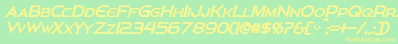 PersisBoldItalic-fontti – keltaiset fontit vihreällä taustalla