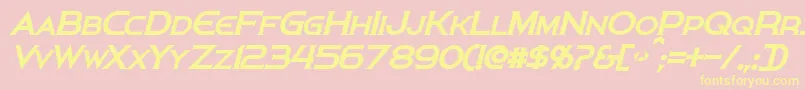 PersisBoldItalic-fontti – keltaiset fontit vaaleanpunaisella taustalla