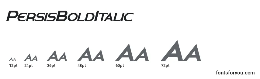 Размеры шрифта PersisBoldItalic