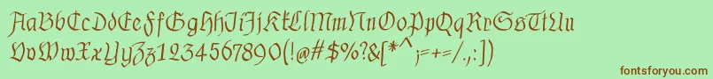 Fonte MkalligfraxMediumitalic – fontes marrons em um fundo verde