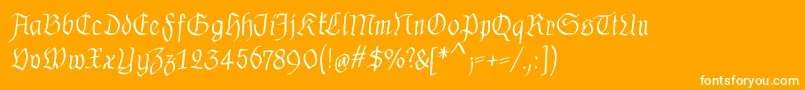 MkalligfraxMediumitalic-Schriftart – Weiße Schriften auf orangefarbenem Hintergrund