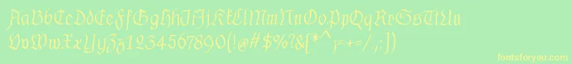 MkalligfraxMediumitalic-Schriftart – Gelbe Schriften auf grünem Hintergrund