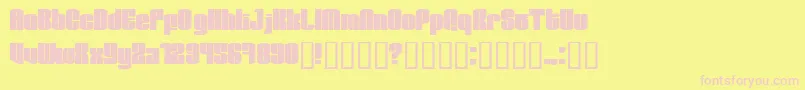 Test1-fontti – vaaleanpunaiset fontit keltaisella taustalla