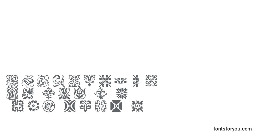 Ptornament-fontti – aakkoset, numerot, erikoismerkit