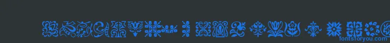 Ptornament Font – Blue Fonts on Black Background