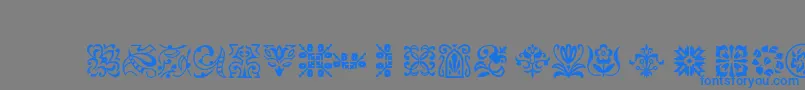 フォントPtornament – 灰色の背景に青い文字